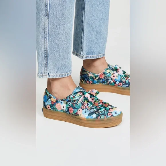 Keds x Rifle Paper Triple Kick Garden Party Platform Sneakers Size